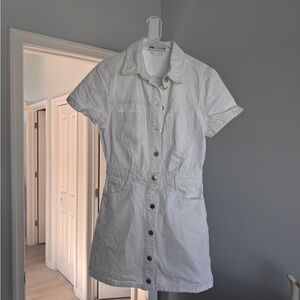White Short Sleeve Button-Front dress Dress Zara denim
